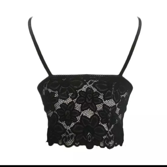 Soft floral stretch lace bralette bra cami crop bright Purple NEW! - Picture 2 of 3